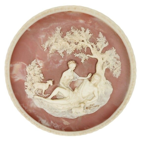 Vintage 1978 Solid Incolay Stone "A Thing of Beauty" 3D Decorative Plate - Picture 1 of 8